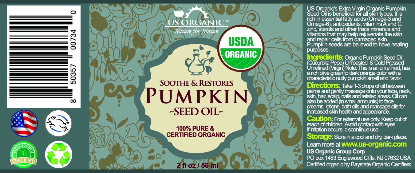 US Organic Huile de pépins de courge avec compte-gouttes en verre