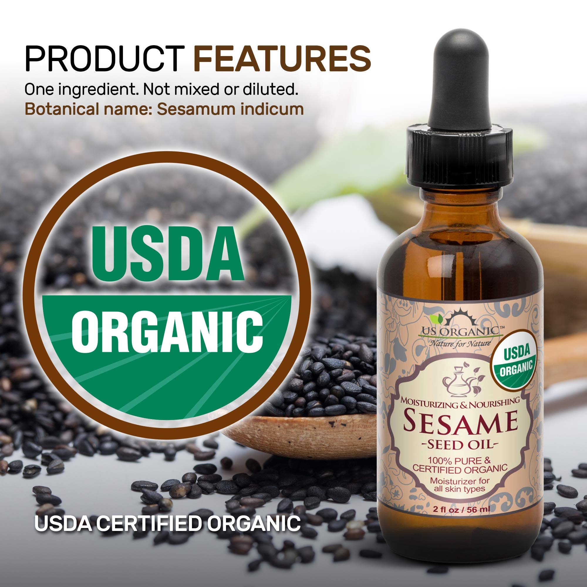 US Organic huile sésame ambre application-massage, support hydratant
