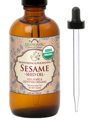 US Organic huile sésame ambre bouteille-pipette, hydratation douce pour la peau
