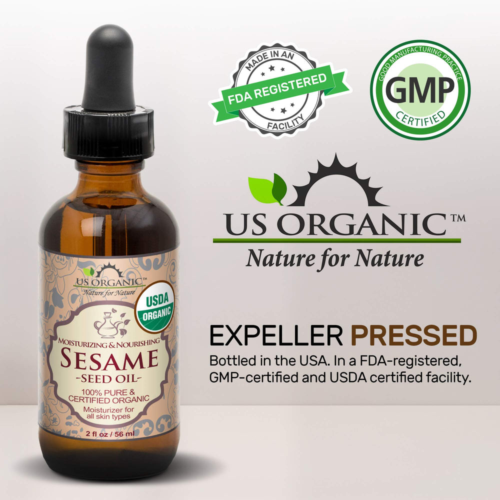US Organic huile sésame ambre soin-peau, soin léger et nourrissant