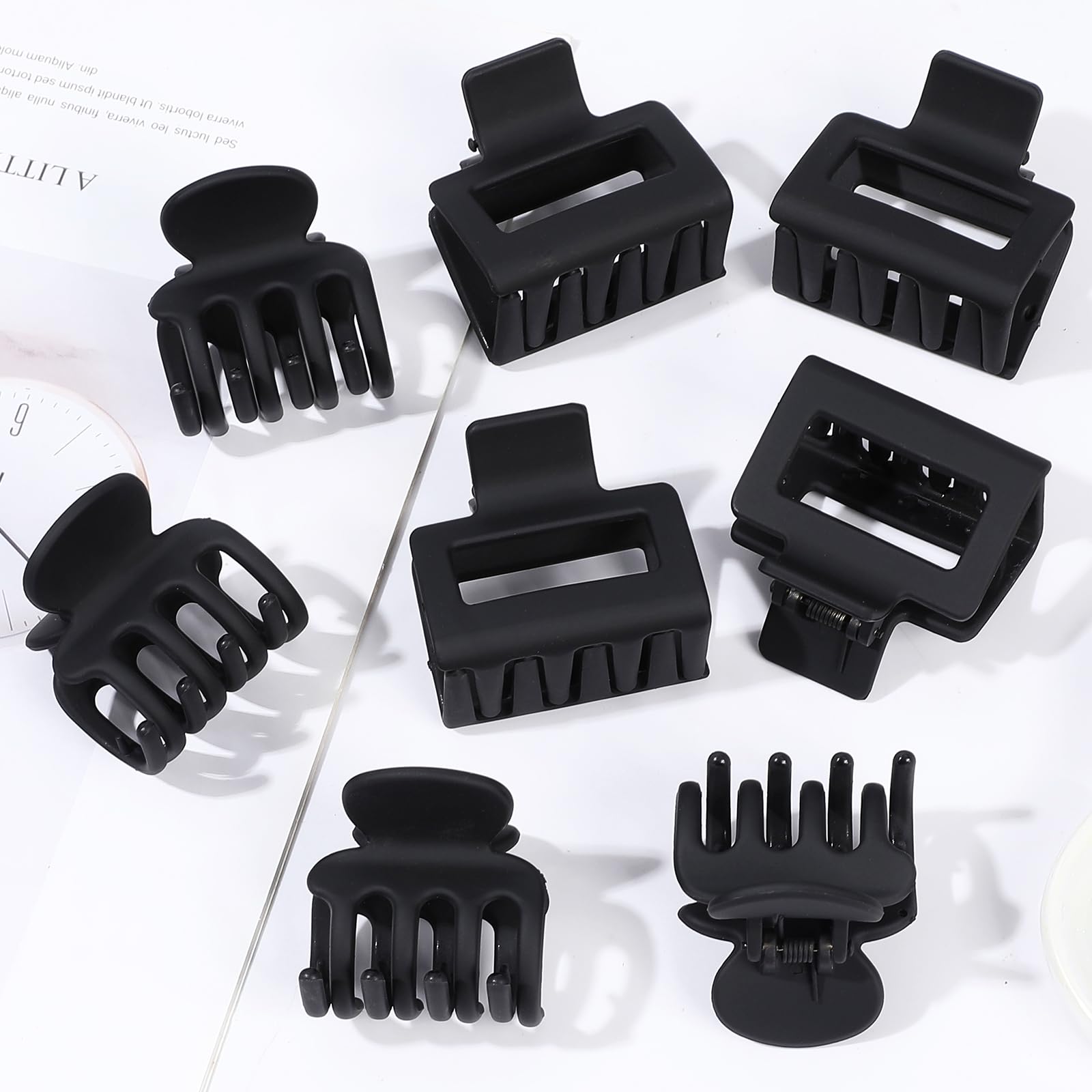 USDNICE pinces-cheveux noir mat carre, pince carrée robuste pour coiffure stable.