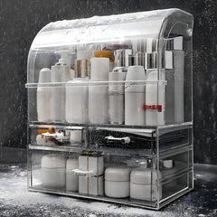 UShioart bac-rangement maquillage en acrylique transparent antipoussière etanche pour salle de bains.