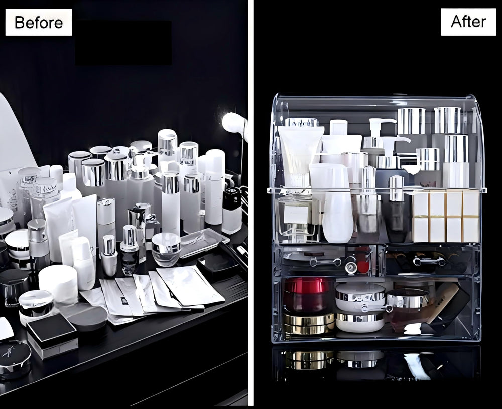 UShioart boîte-maquillage acrylique transparent grand étui 14 pouces.