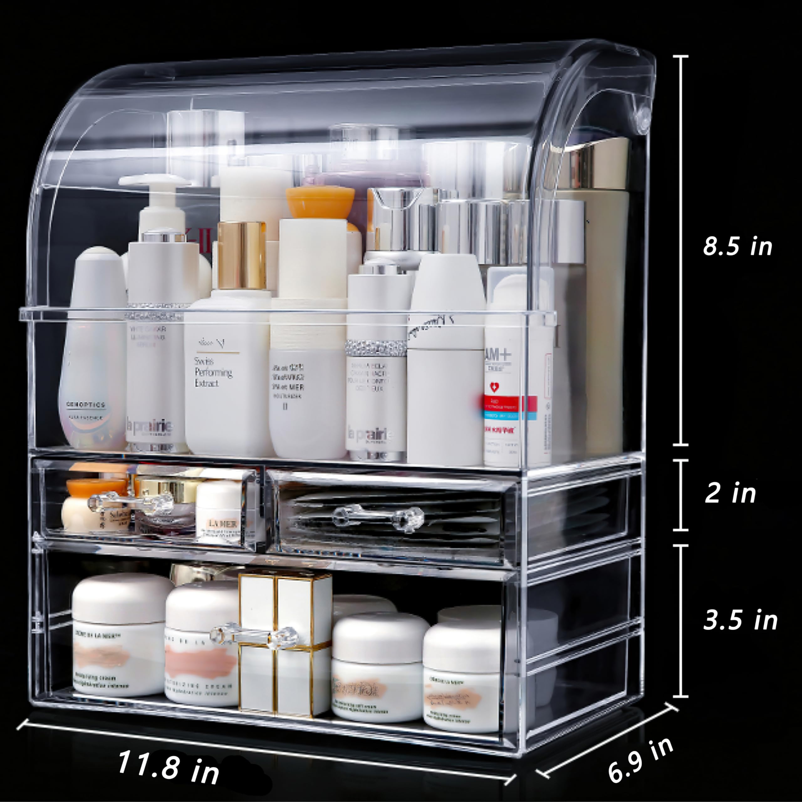 UShioart étui-rangement maquillage en acrylique transparent avec tiroirs pour organisation quotidienne.