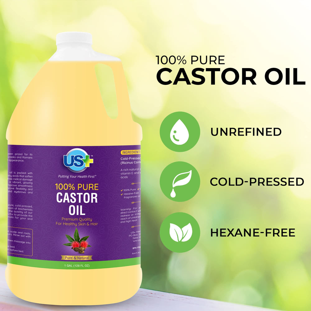US+ huile de ricin - application capillaire nourrissante pour cheveux.