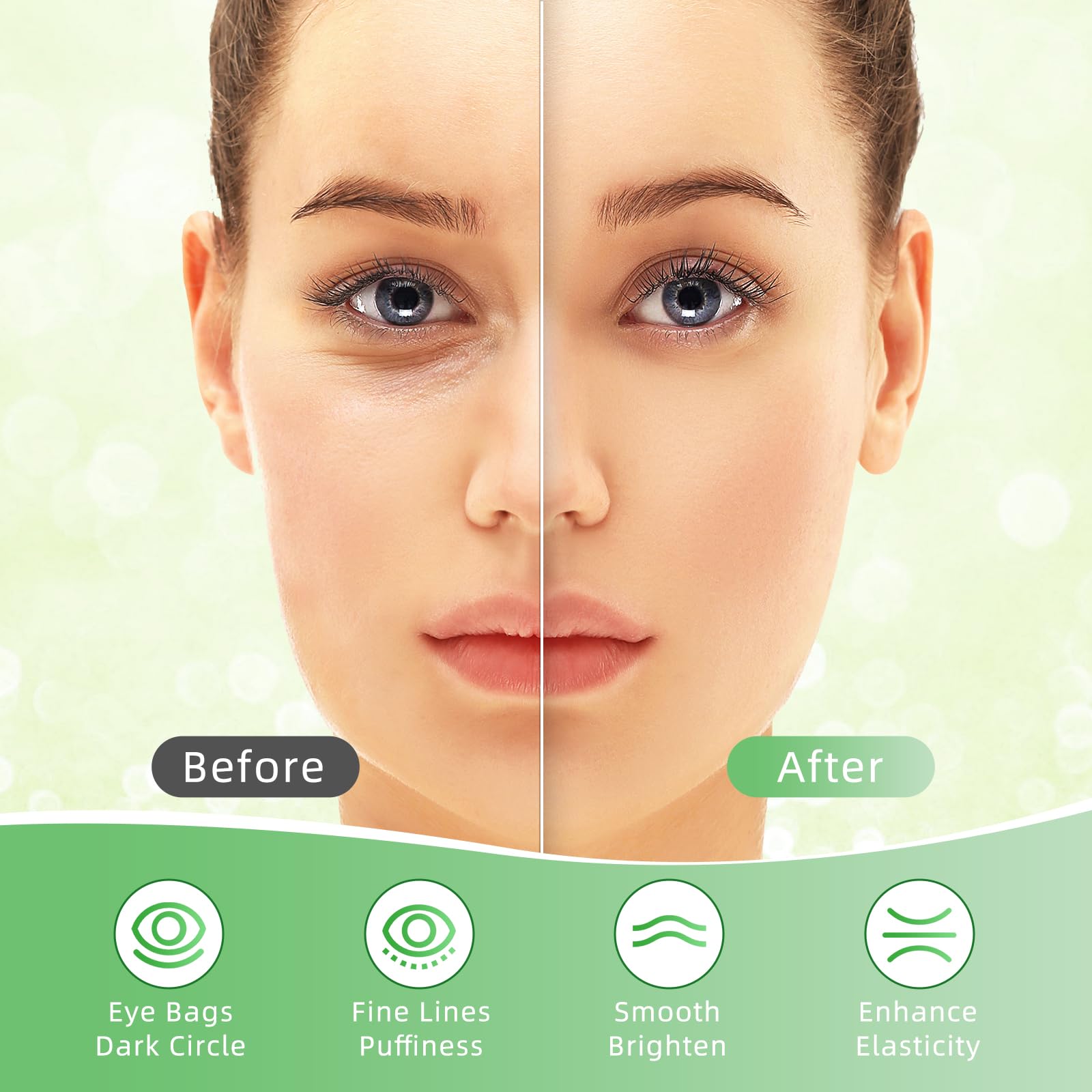 Ingrédients naturels Aloe Vera et collagène pour l’hydratation du contour des yeux.