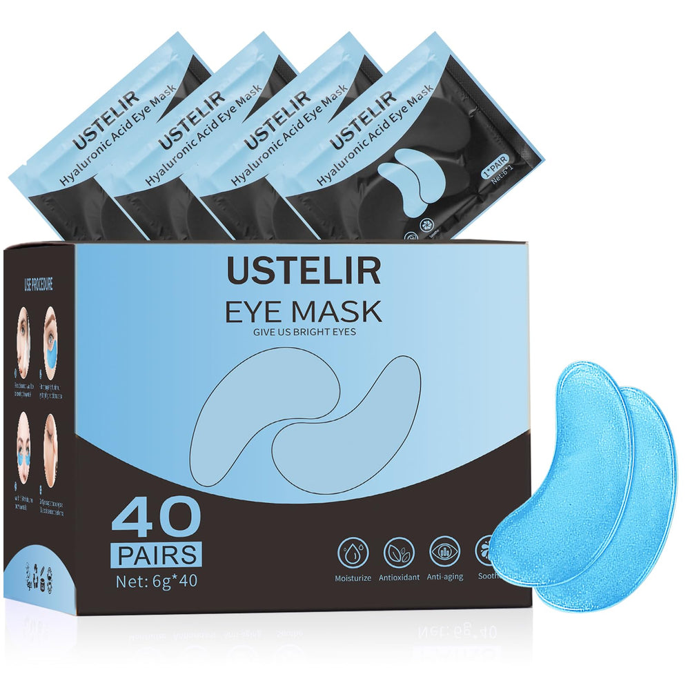 USTELIR patches yeux hyaluronique – hydratation ciblée sous les yeux.