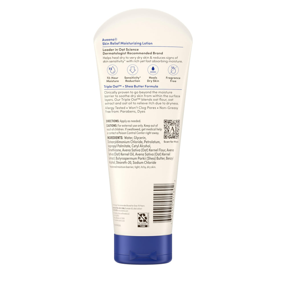 Utilisation quotidienne de Skin Relief, soin corporel non parfumé idéal pour routine.