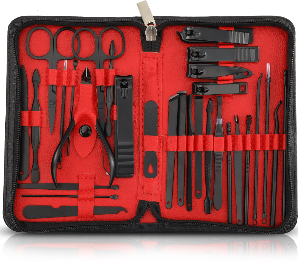 Utopia Care trousse manucure 31 pièces dans étui rouge pratique.