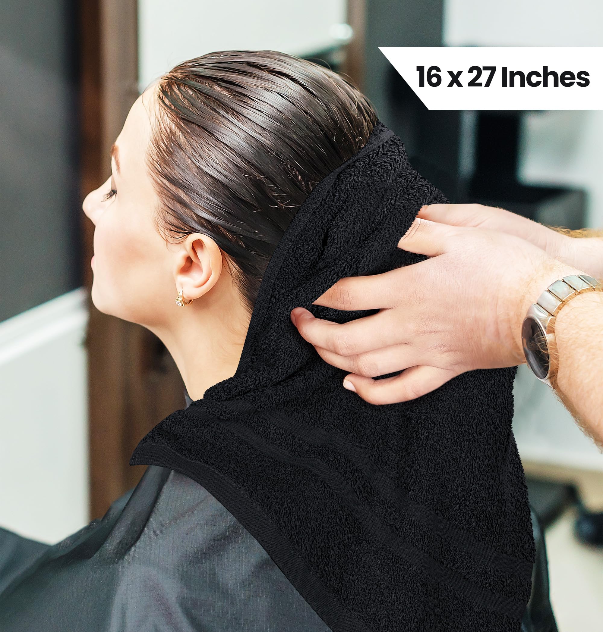 Utopia Towels drap salon noir, absorption rapide et durable.