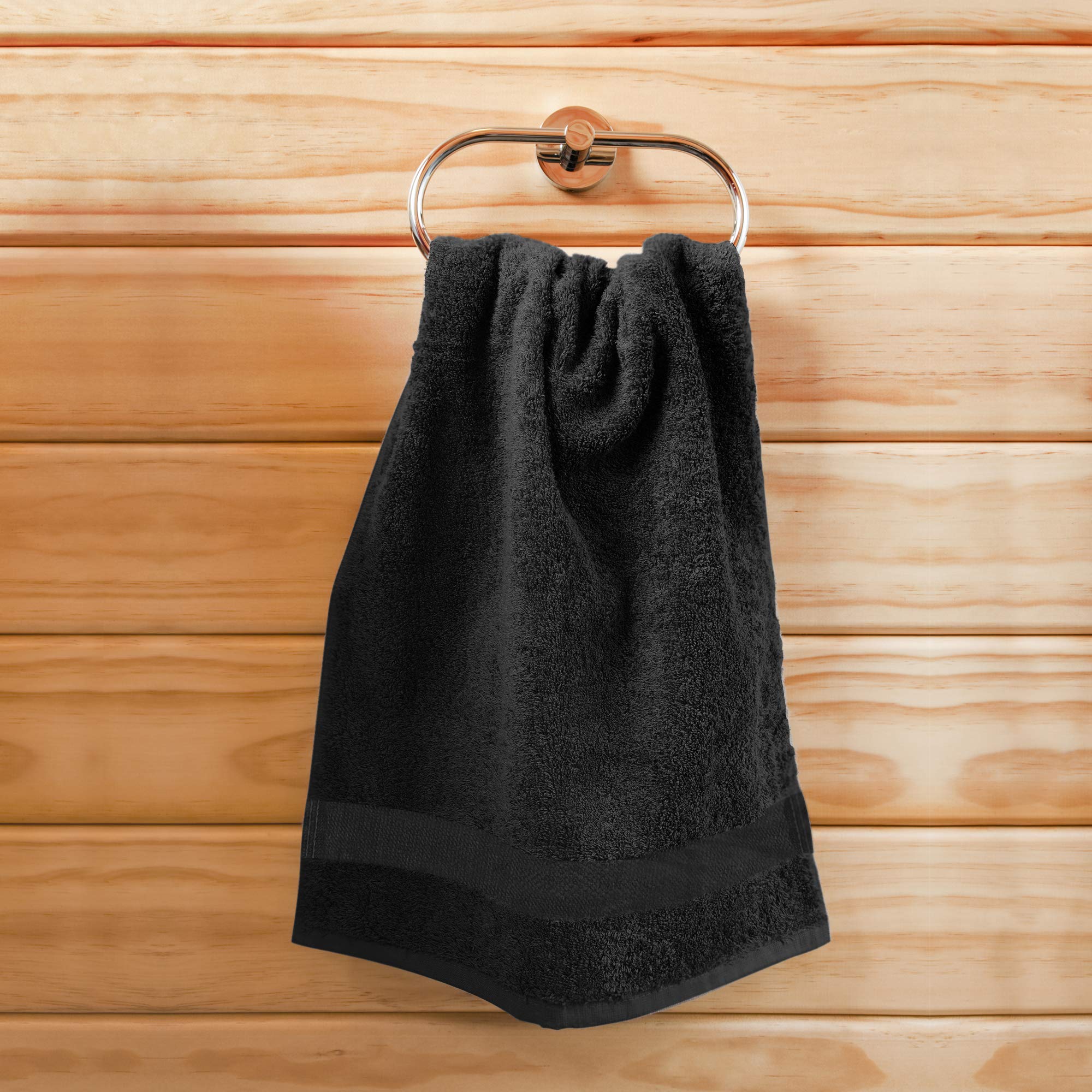 Utopia Towels entretien simple et réduction de peluches en noir.