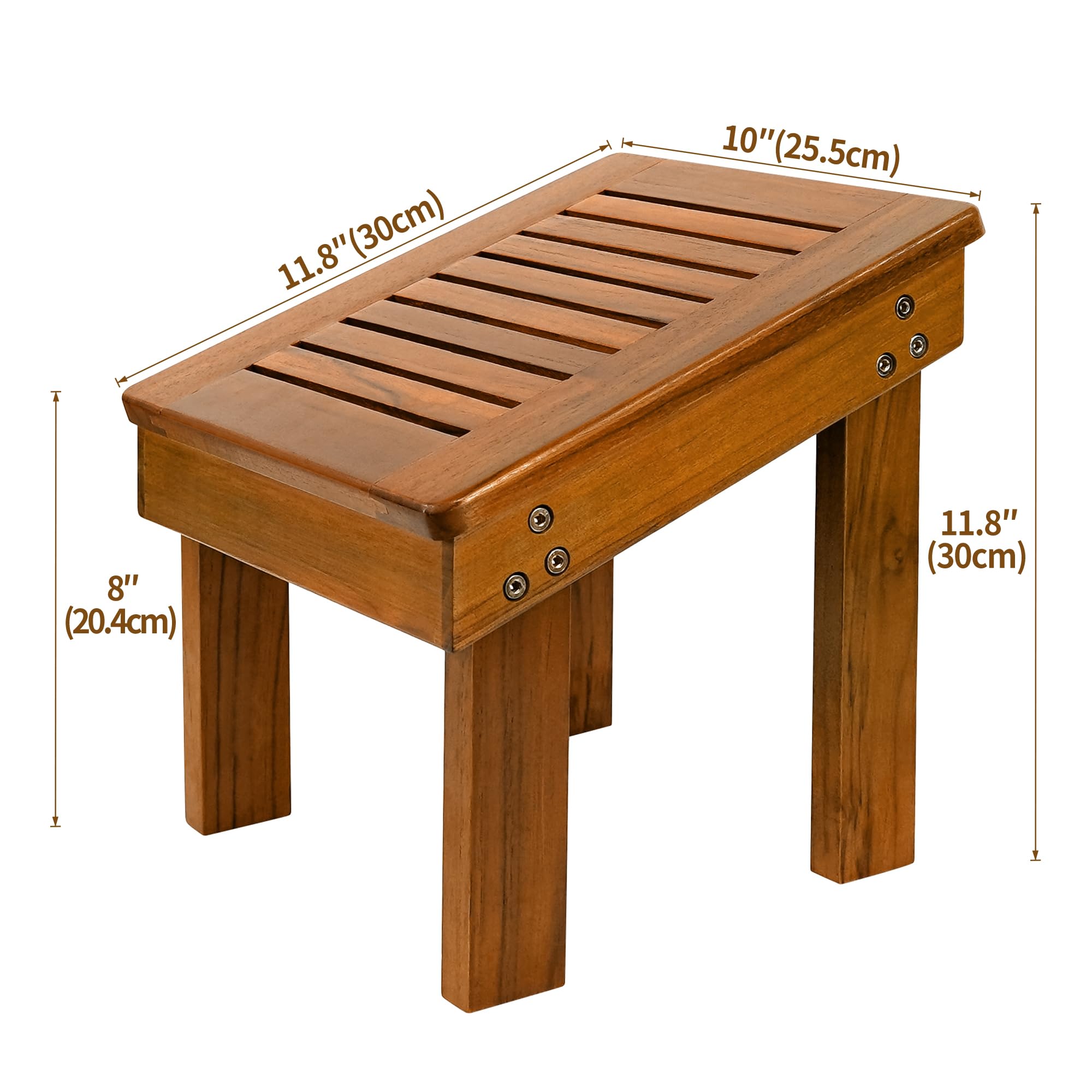 UTOPLIKE tabouret douche teck antidérapant pour sécurité accrue.