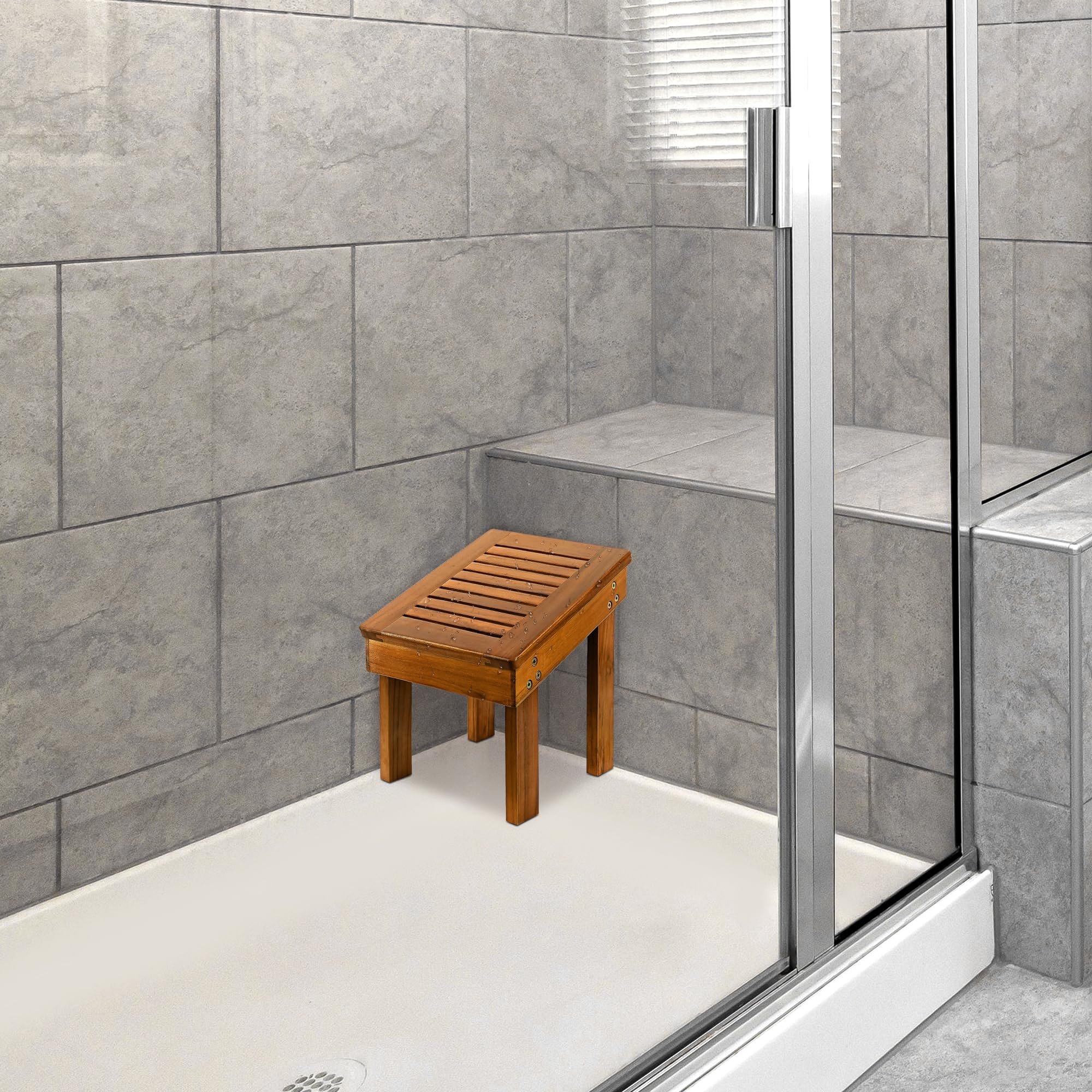 UTOPLIKE tabouret douche teck montage facile et rapide.