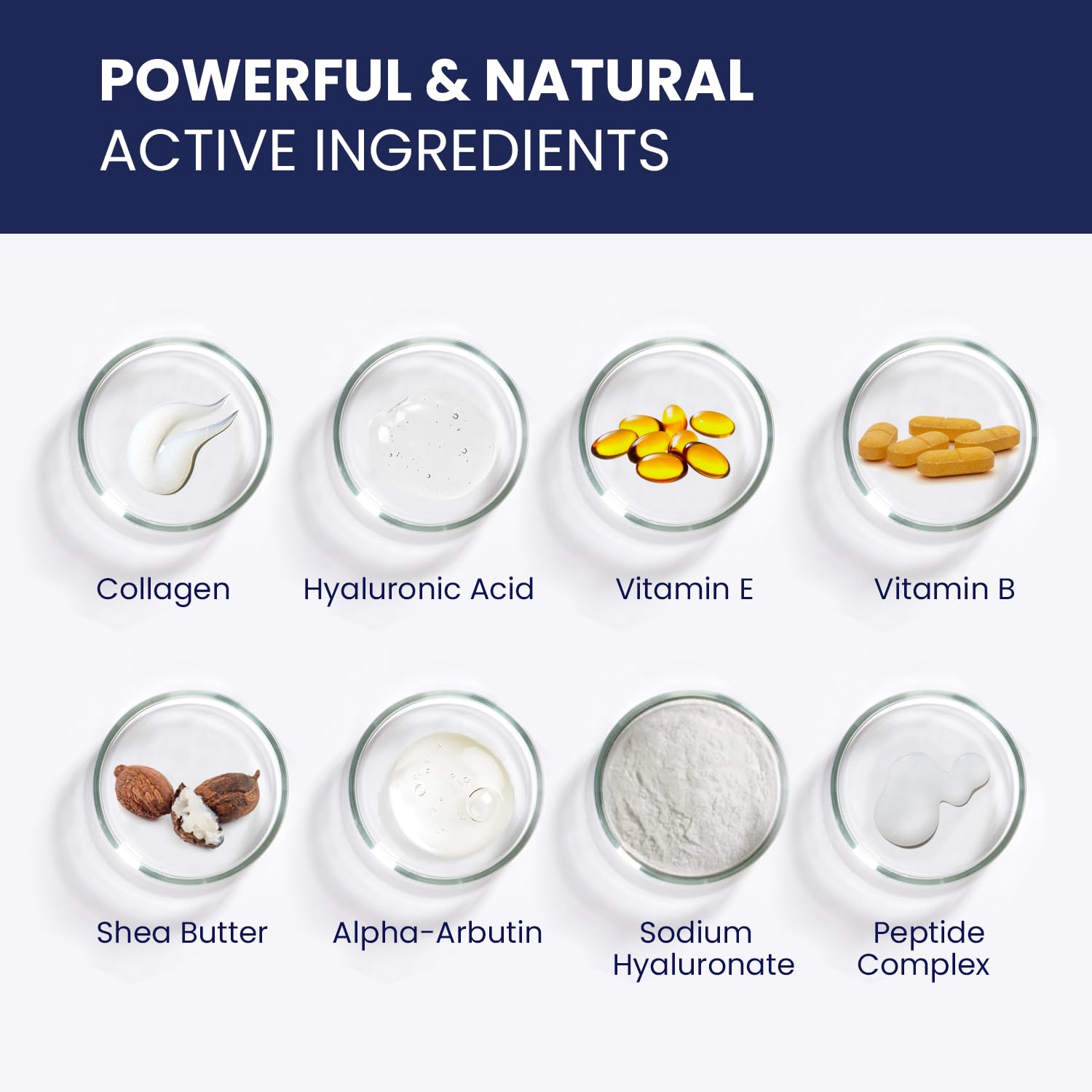 Ingrédients collagene et hyaluronique pour peau plus souple.