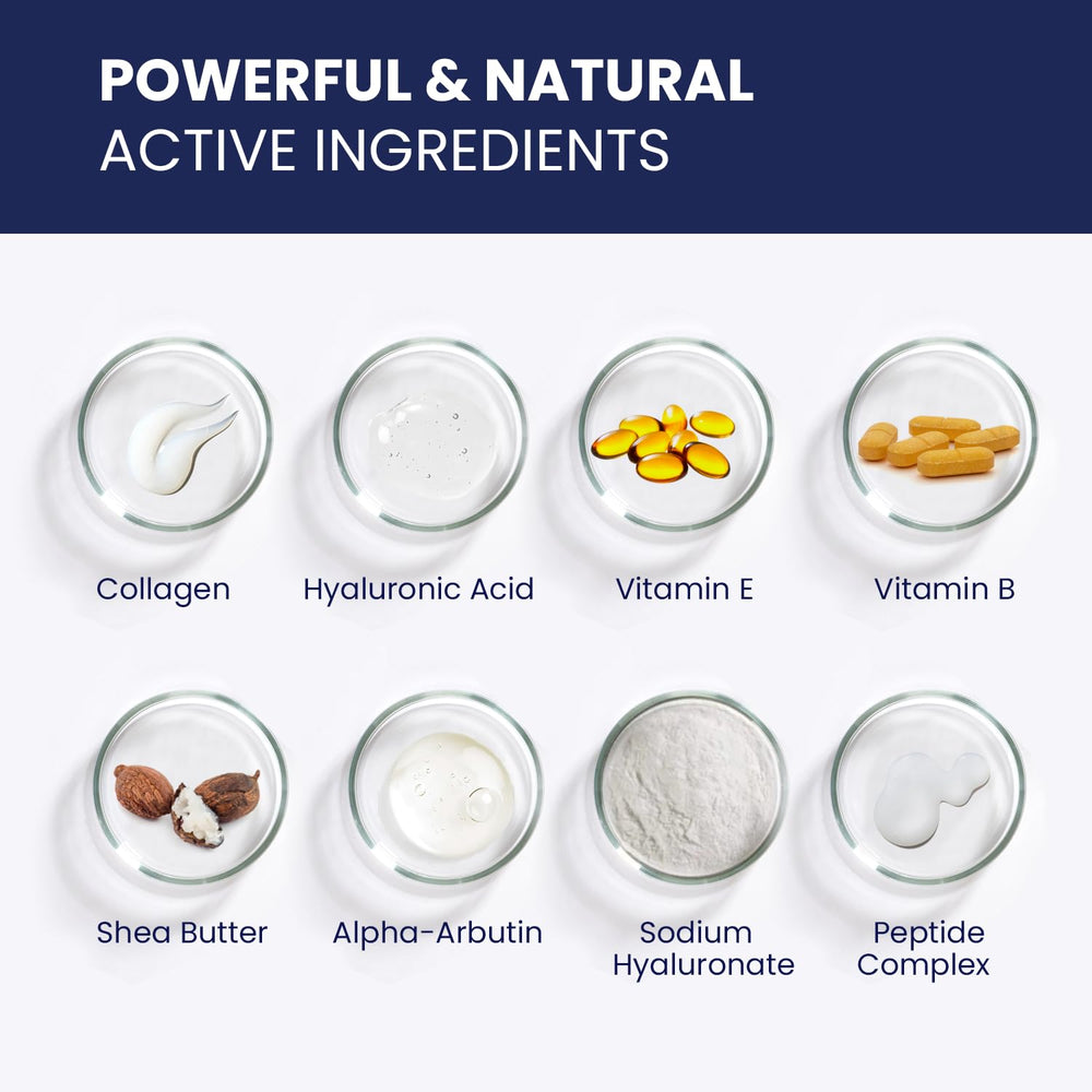 Ingrédients collagene et hyaluronique pour peau plus souple.