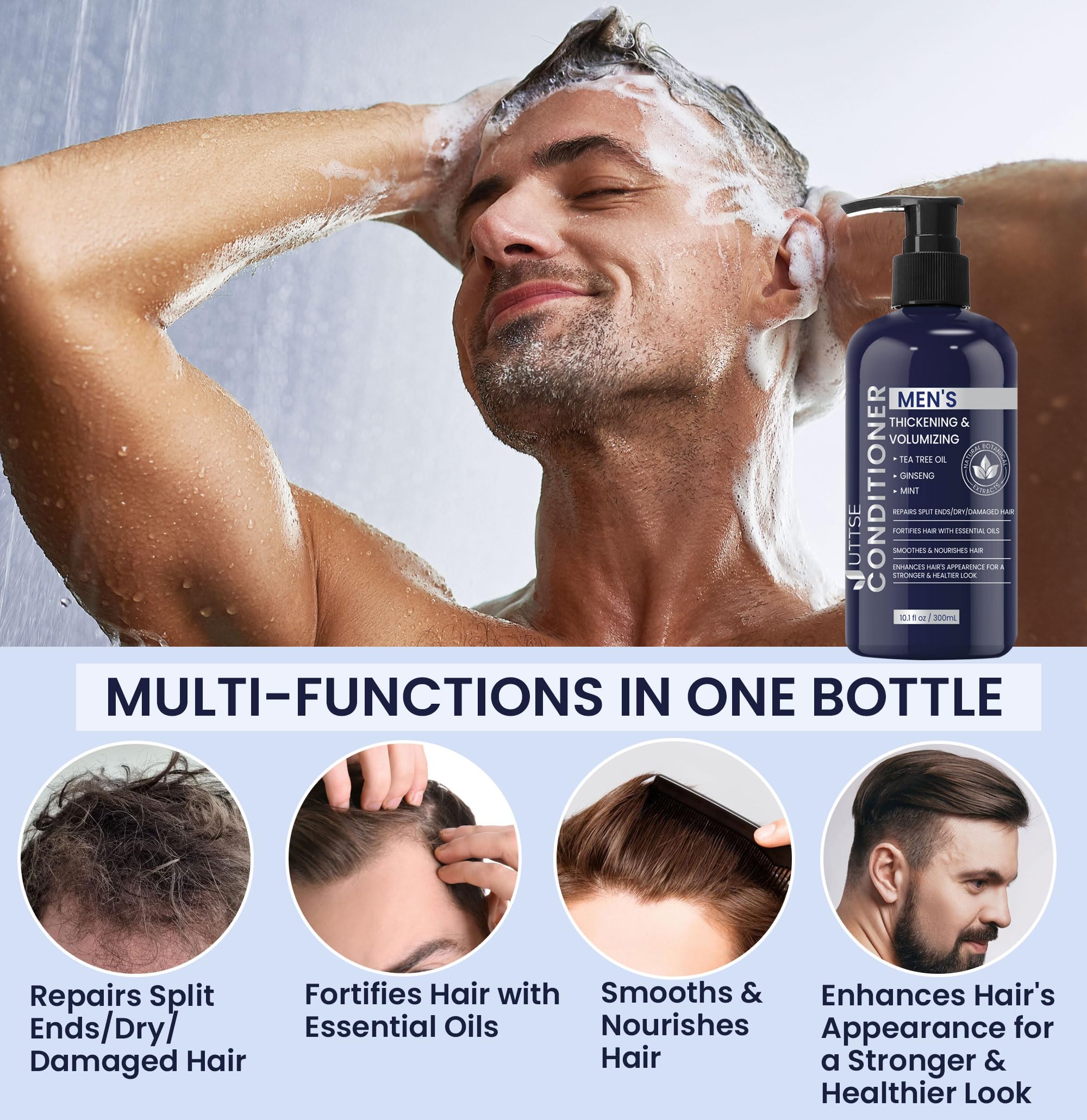 Massage du cuir chevelu avec le conditionneur Uttse pour revitalisation