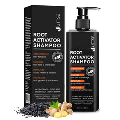 Bouteille Uttse Shampooing Activateur de Racines, cuir chevelu sain et cheveux plus épais.