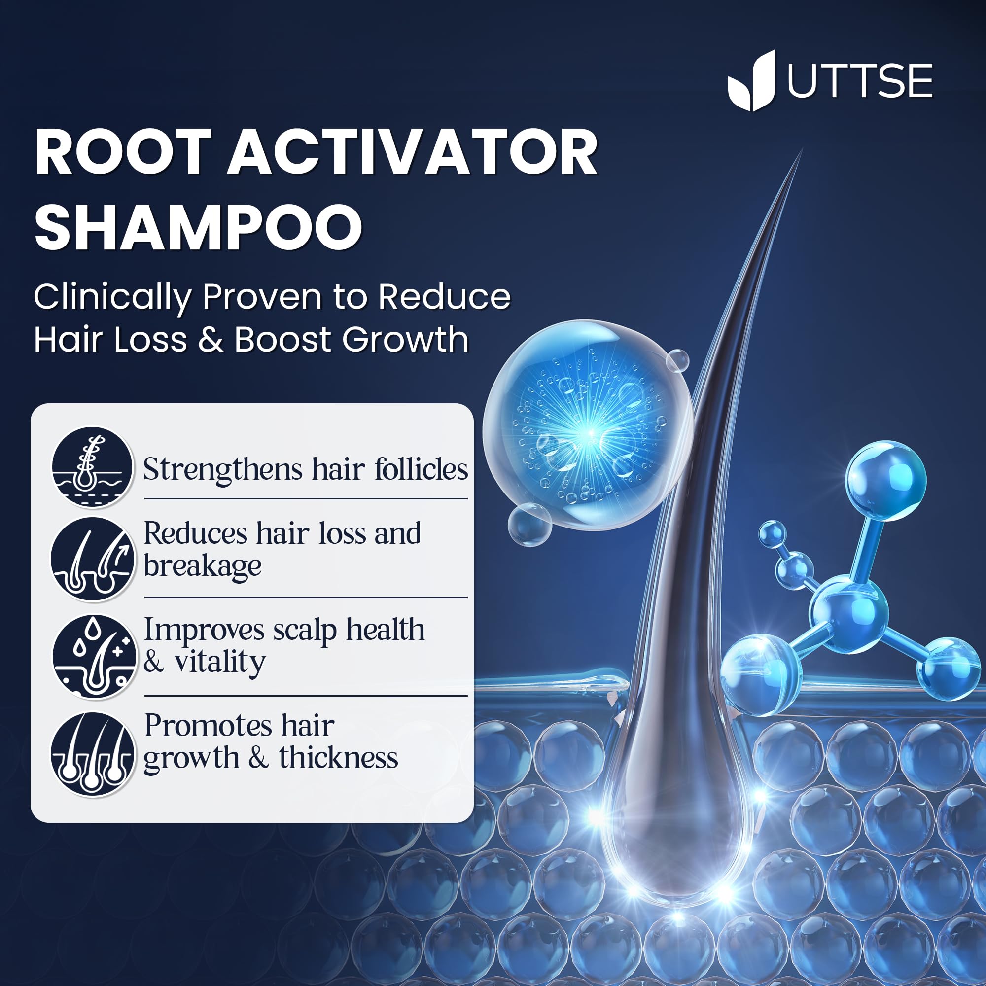 Routine quotidienne avec Uttse Activateur de Racines pour cheveux sains.