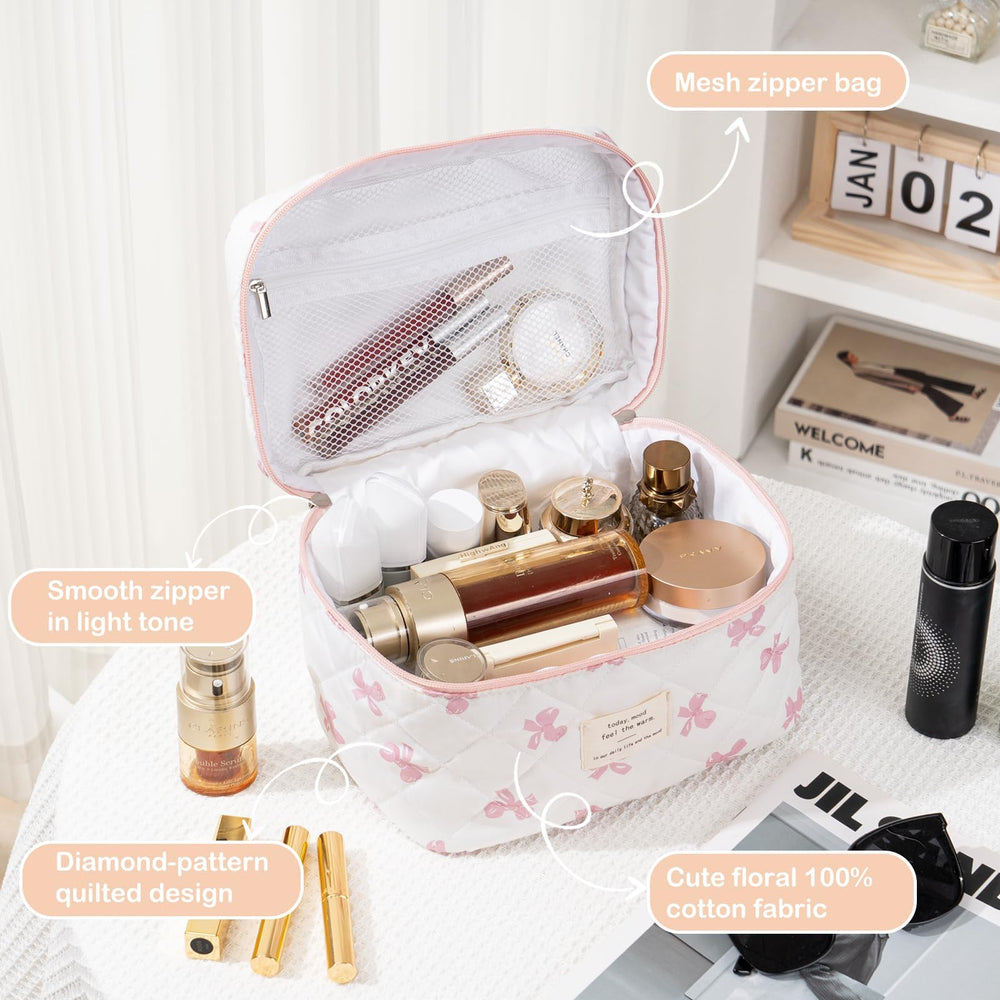 UUYUUY pochette maquillage grand format quilté avec fermeture dorée.