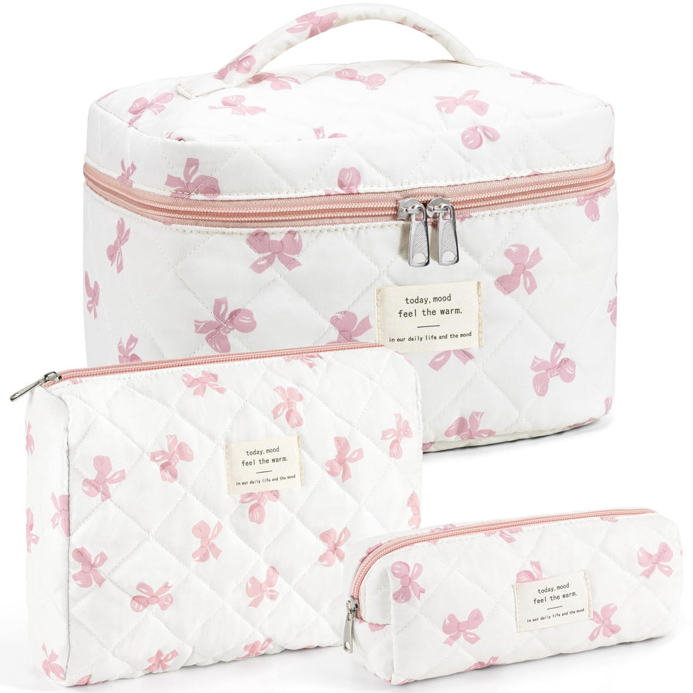 UUYUUY sac maquillage quilté-noeud pour ranger rouges à lèvres et pinceaux lors des voyages.