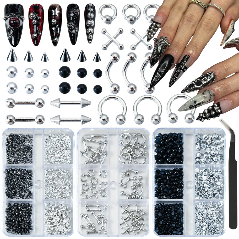 UWETIME charms goth pour ongles dans une boite noire pret a orner vos ongles
