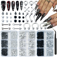 UWETIME charms goth pour ongles dans une boite noire pret a orner vos ongles