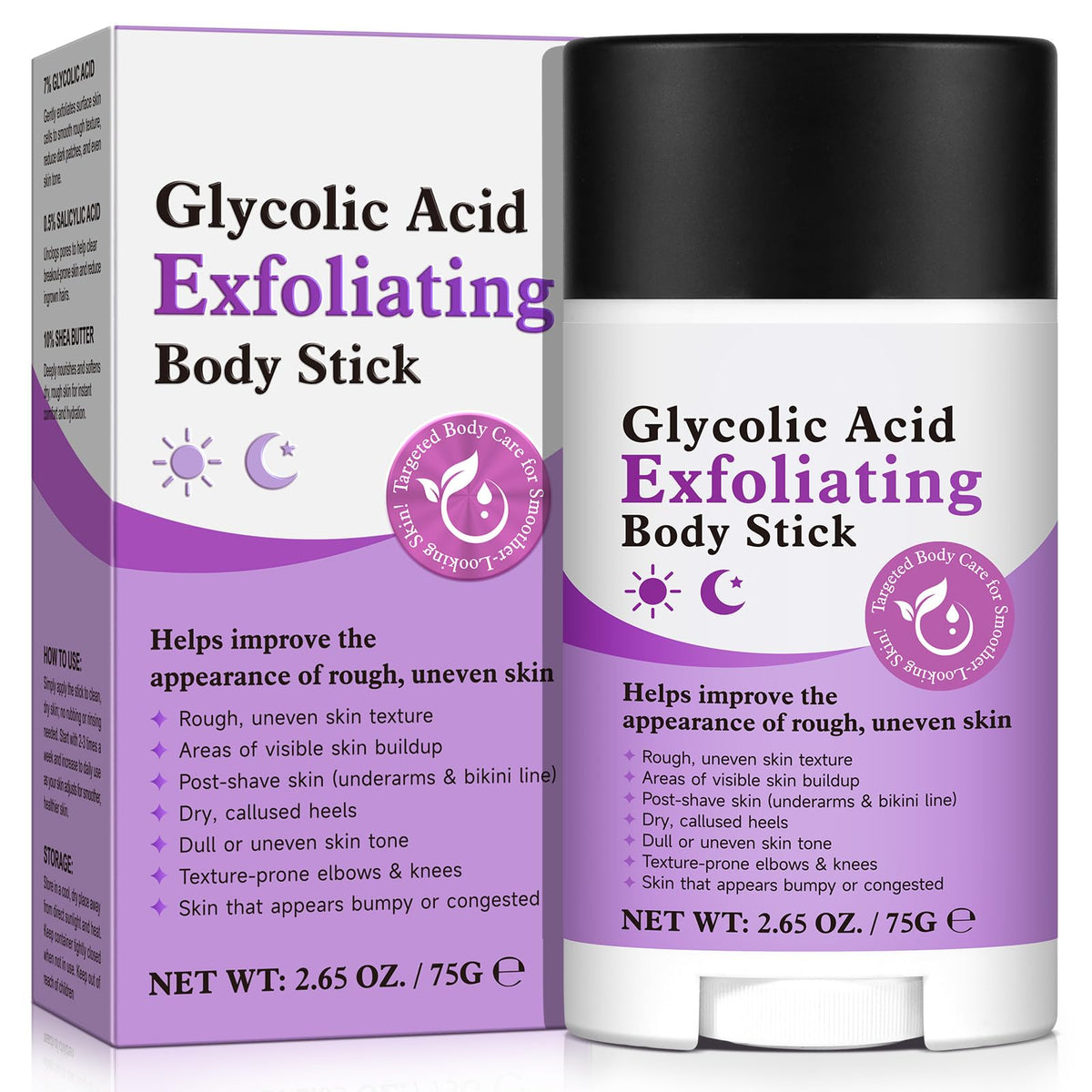 UXENPHXF bâton exfoliant corps glycolique en action, peau plus lisse.
