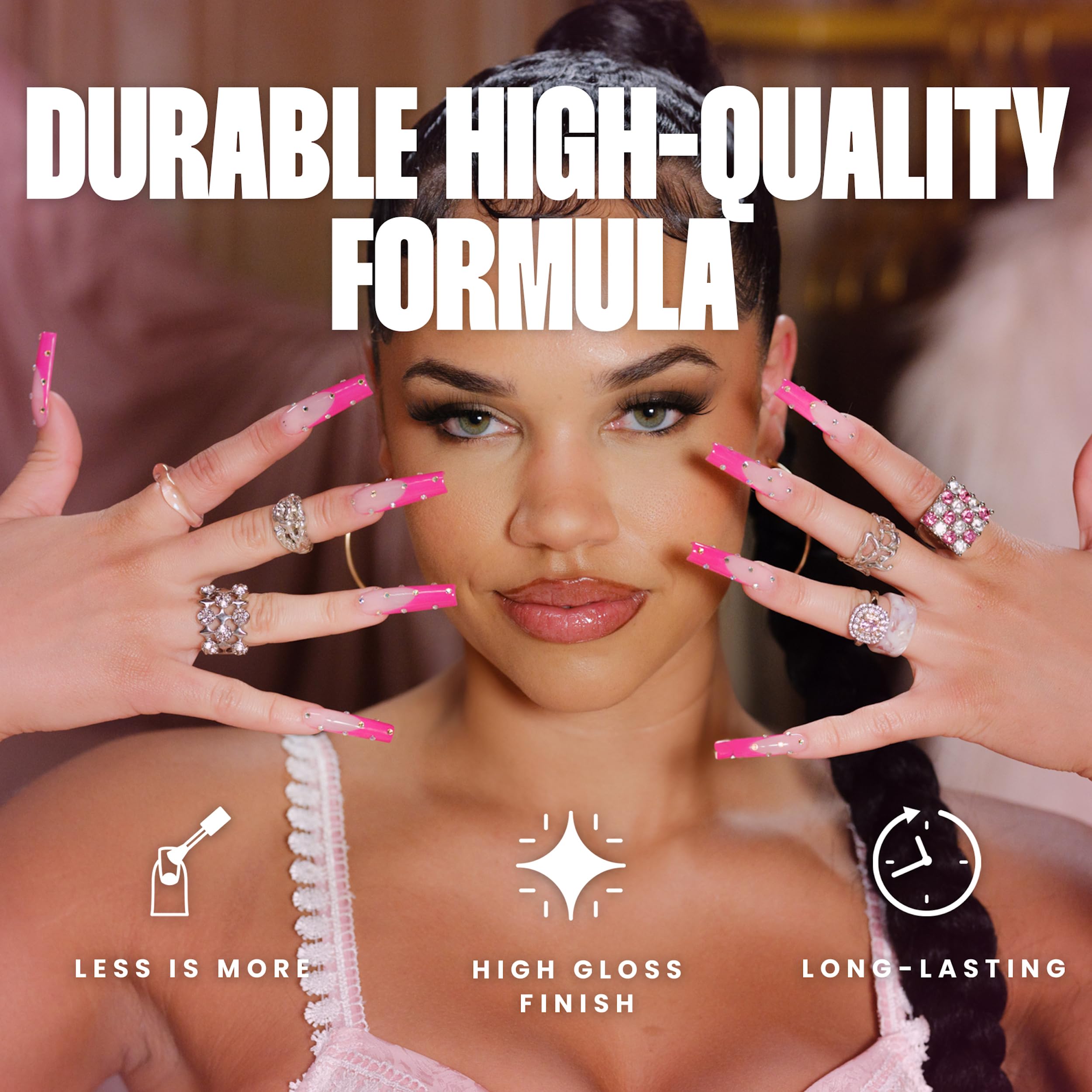 V Beauty Pure Colle Gel Diamant pour art des ongles, cristaux sécurisés et tenue longue durée