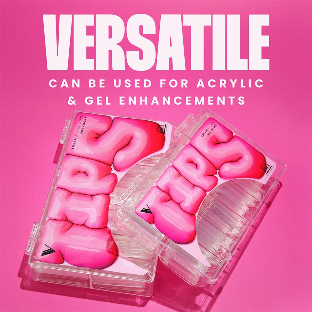 V Beauty Pure embouts ongles carrés transparents faciles à appliquer chez soi.