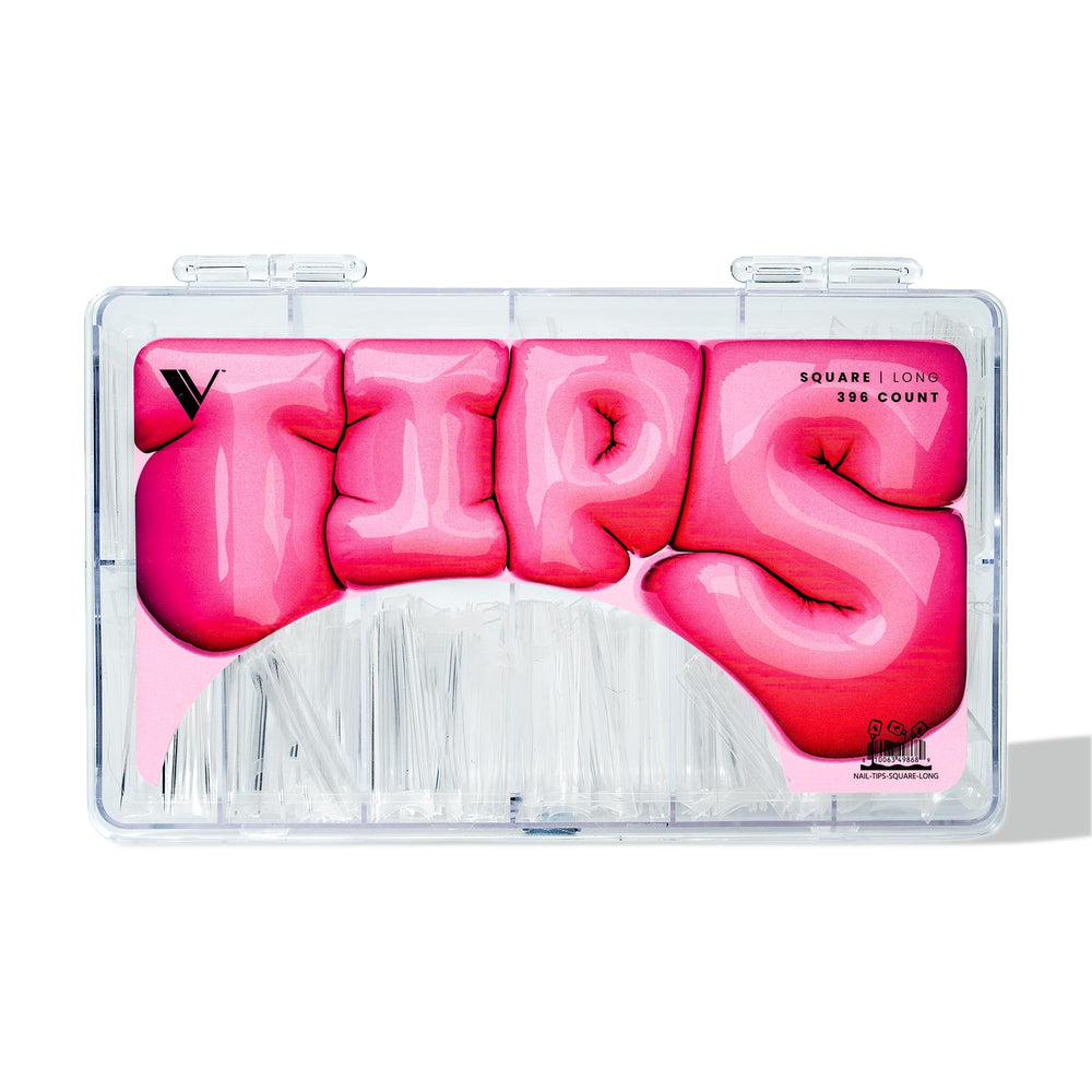 V Beauty Pure extensions ongles carrés longs en acrylique pour une tenue durable.