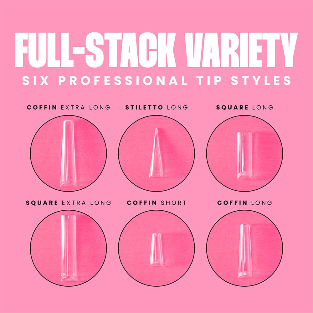 V Beauty Pure extensions ongles clairs, compatibles gel et acrylique pour un look net.