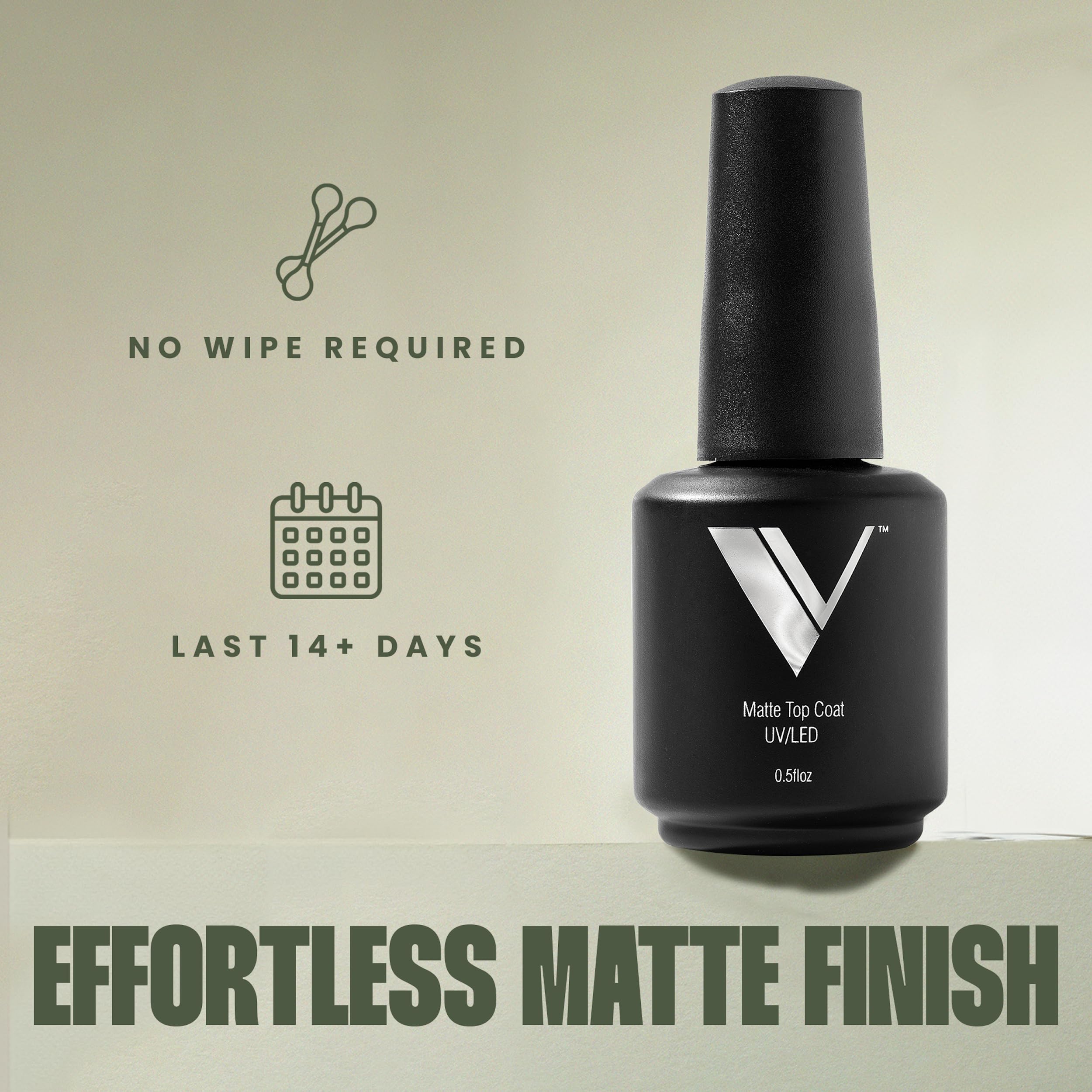 V Beauty Pure Top Coat Matte – finition satinée durable sur les ongles