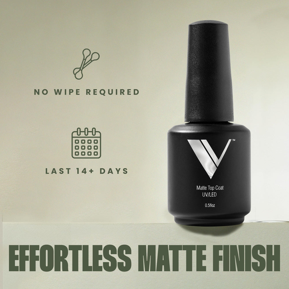 V Beauty Pure Top Coat Matte – finition satinée durable sur les ongles