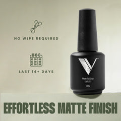 V Beauty Pure Top Coat Matte – finition satinée durable sur les ongles