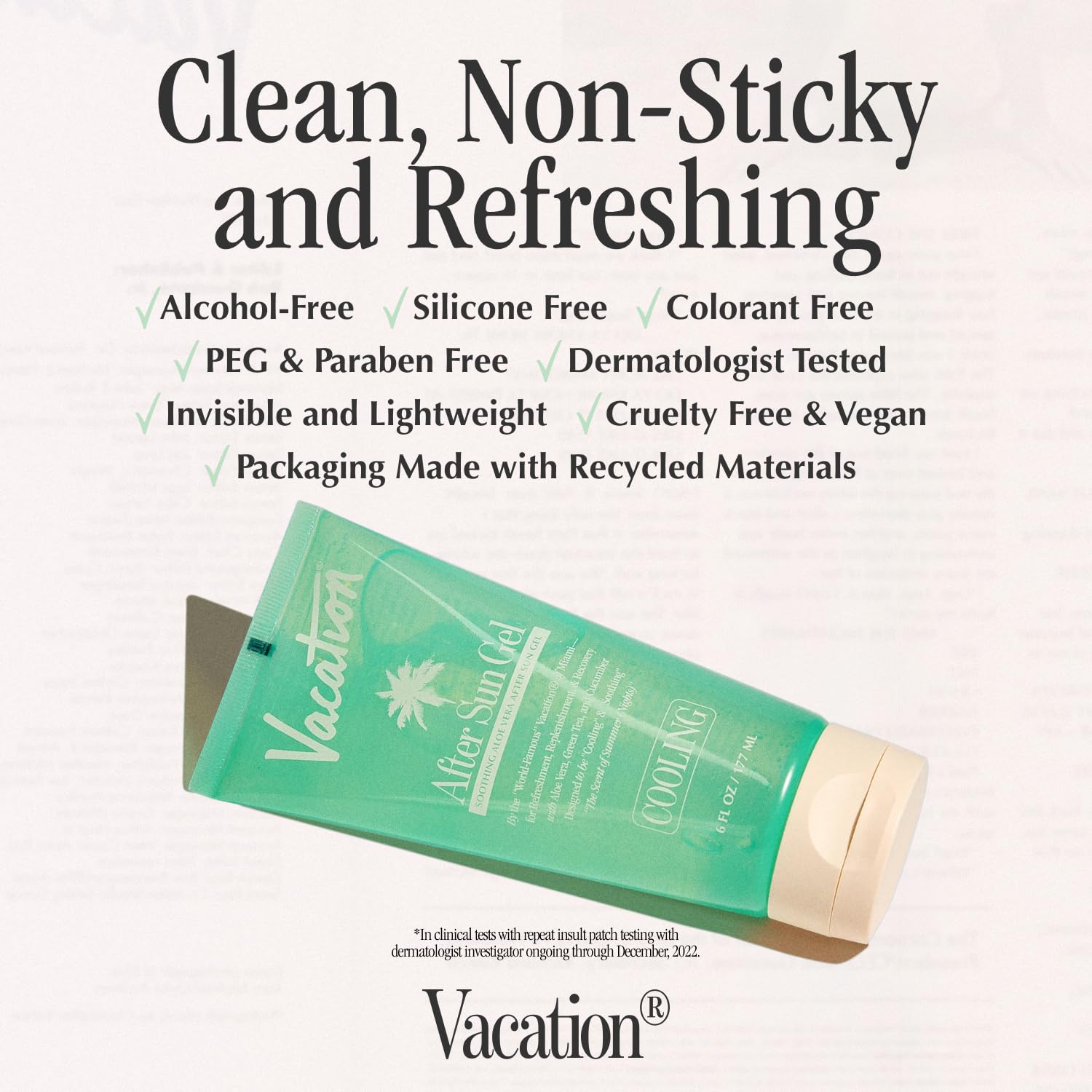 Gel non-collant Vacation a absorption rapide pour une hydratation post soleil.