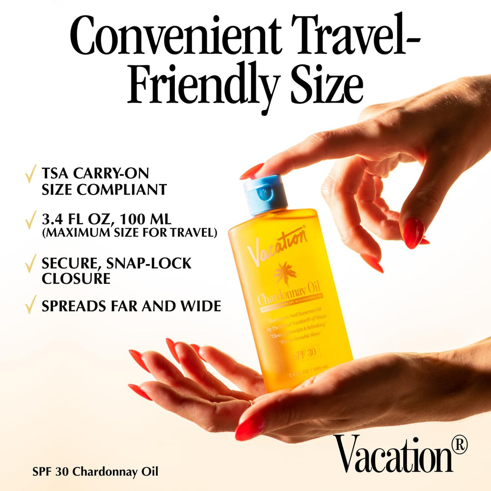 VACATION huile pépins de raisin, composition naturelle pour peau hydratée