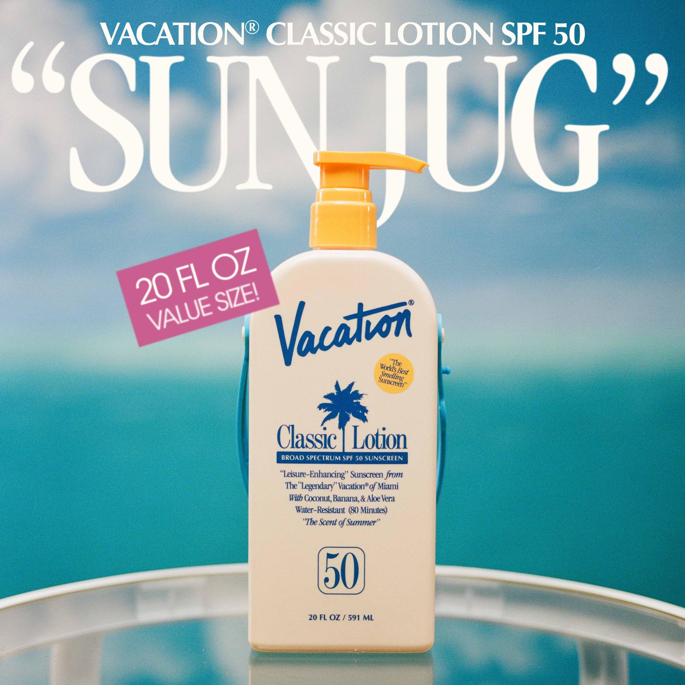 Senteur coco-banane VACATION Classic SPF50 évoquant la piscine et l’été