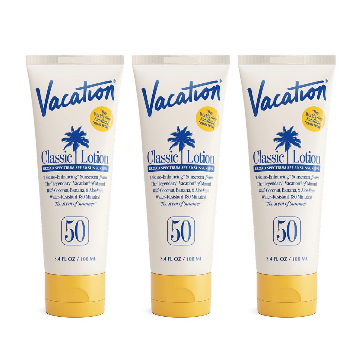 VACATION lotion solaire Classic SPF50, flacon voyage, protection pratique en déplacement