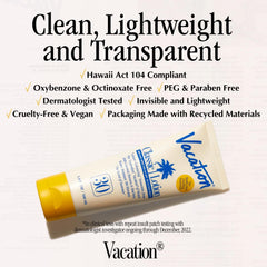 VACATION Lotion solaire classique SPF 30: fini invisible sur toutes les carnations.