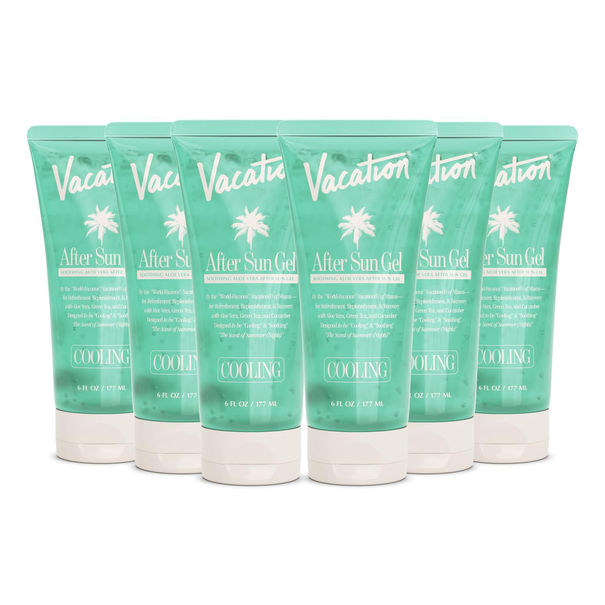 VACATION Mini Apres Soleil Gel, bouteille 30 ml, apaise rapidement après exposition.