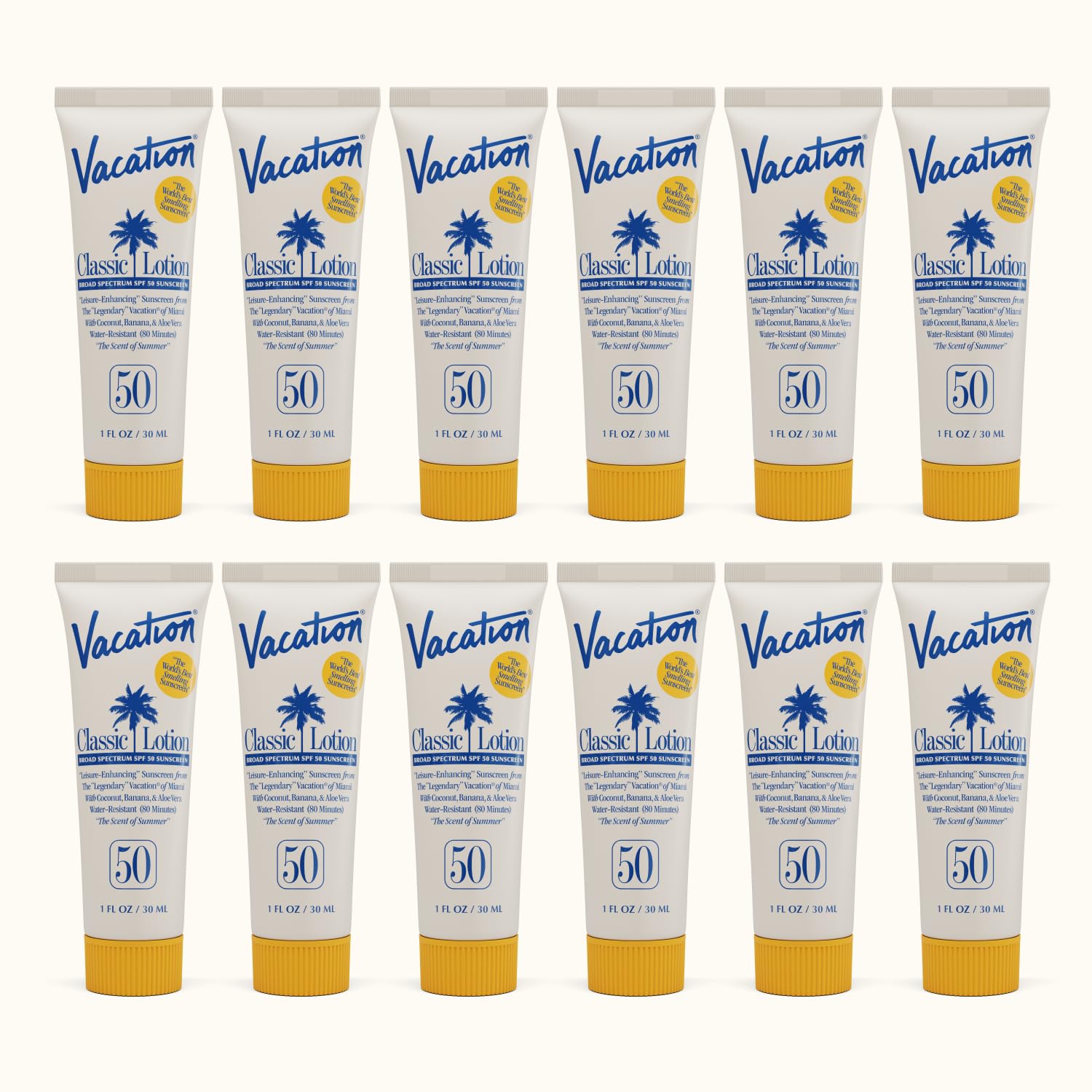 VACATION Mini Classic Lotion SPF50: bouteille 1oz pratique pour les voyages et la protection solaire.