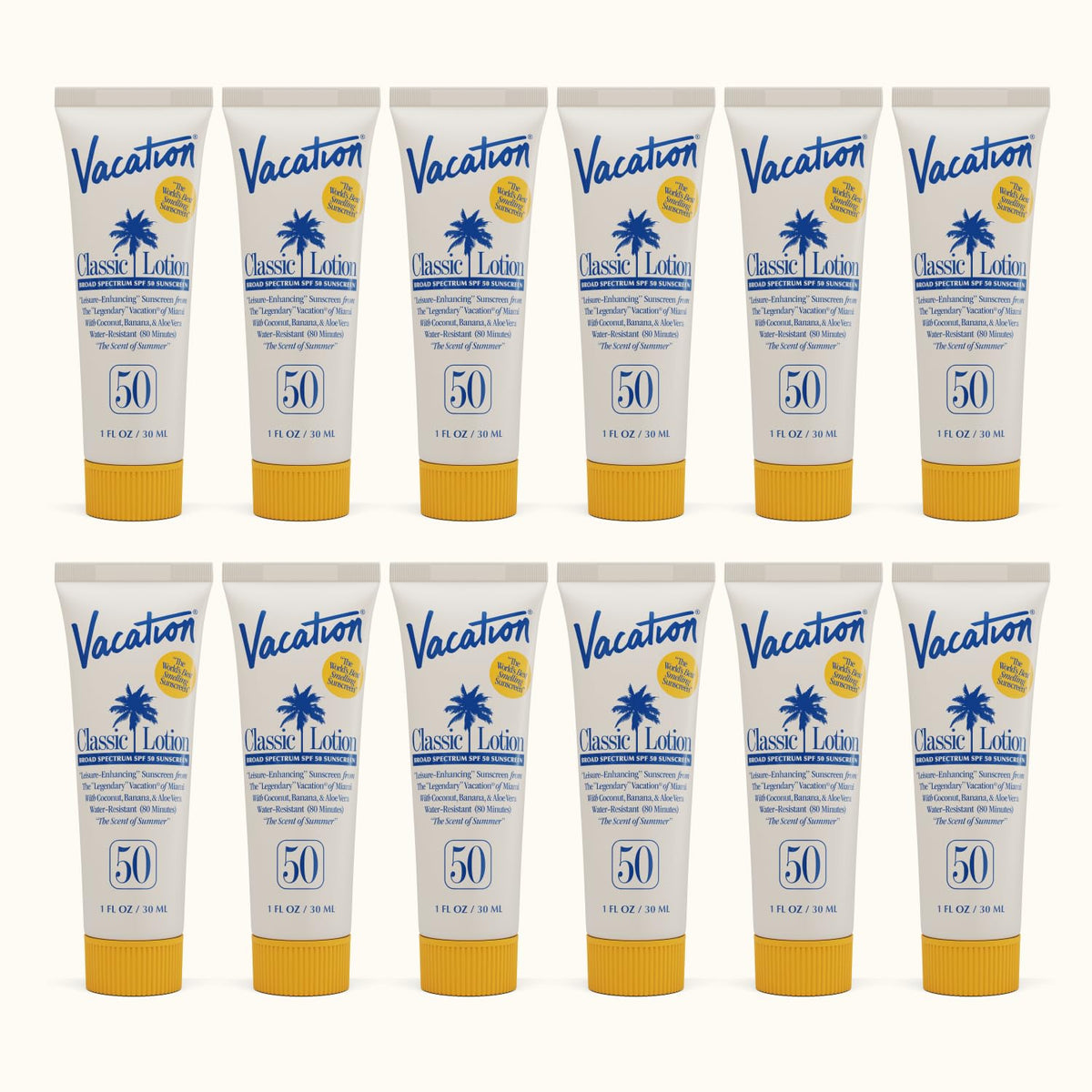 VACATION Mini Classic Lotion SPF50: bouteille 1oz pratique pour les voyages et la protection solaire.