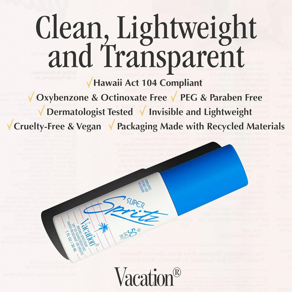 VACATION Mini Spritz SPF50 : format voyage pratique pour le sac.