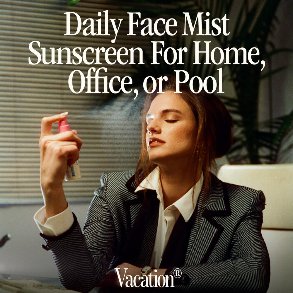VACATION Mini Super Spritz SPF50 : senteur signature pour une expérience rafraîchissante.