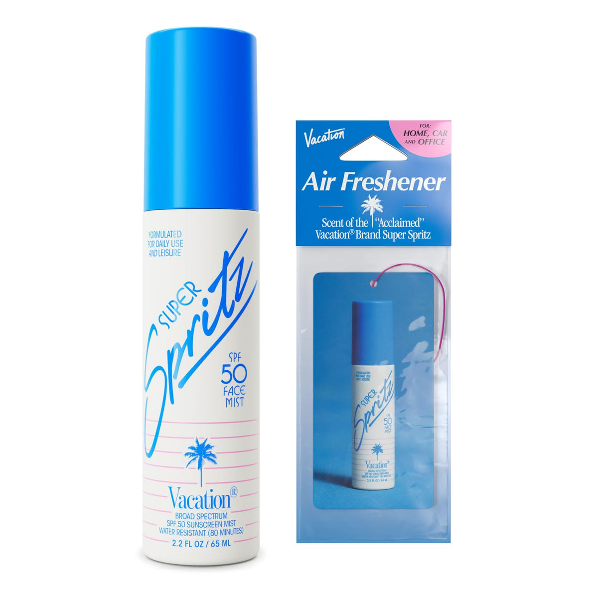 VACATION Super Spritz flacon brume visage SPF50 protection efficace et format voyage