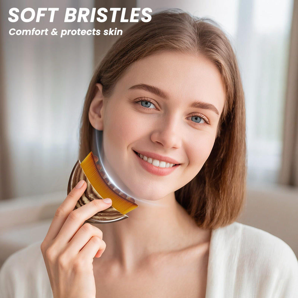 Brosse drainage lymphatique visage Vafada utilisée pour contours.