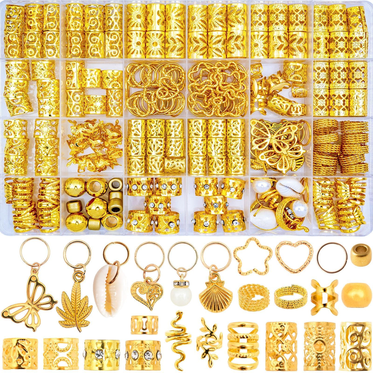 Ensemble Vaikby d'accessoires cheveux dorés, rangement inclus pour l'organisation pratique.