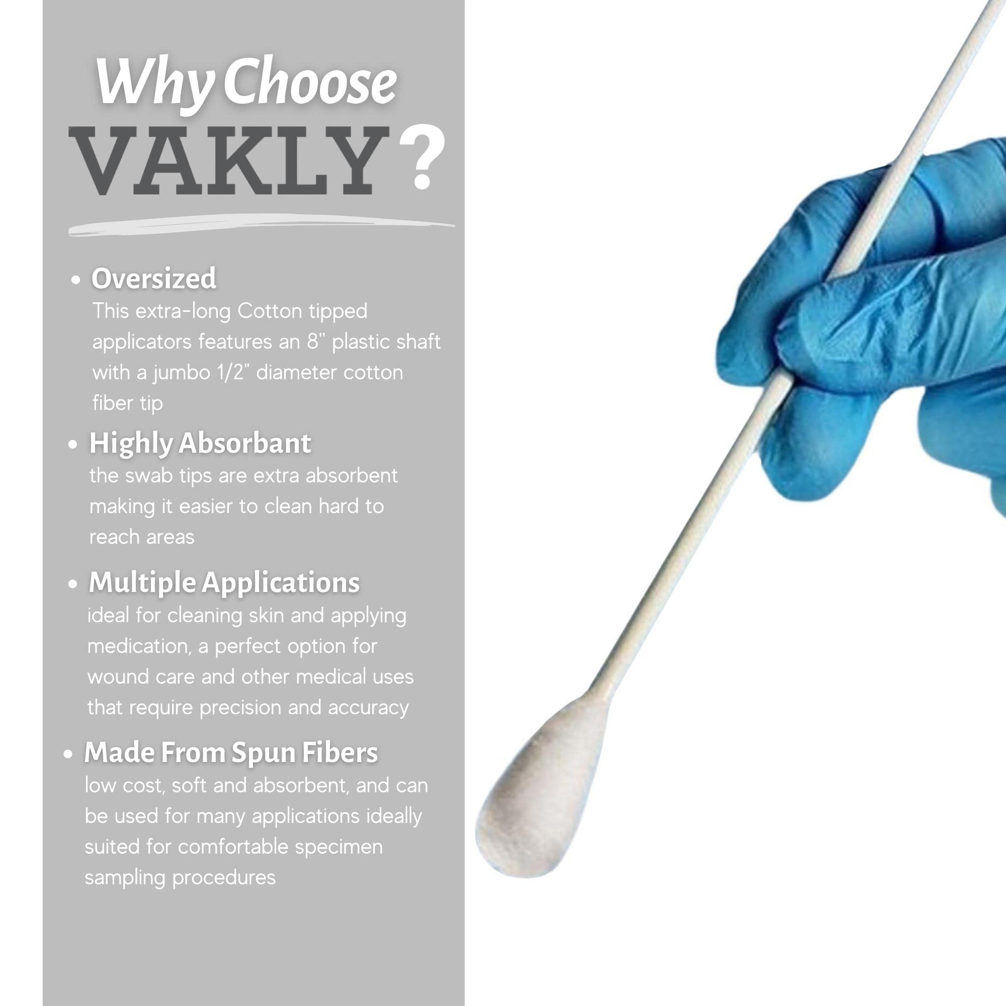 Vakly coton-tige manche plastique long, manipulation sûre et confortable.