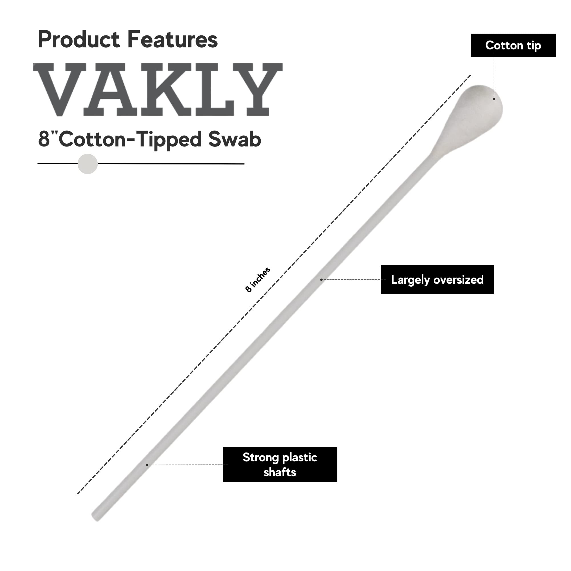 Vakly coton-tige tête extra-large demi-pouce pour application précise.