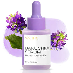 VALITIC Sérum Bakuchiol – bouteille élégante pour hydratation quotidienne.